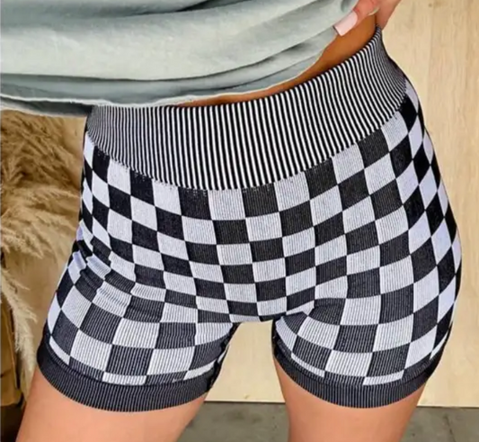 Checkered Biker Shorts