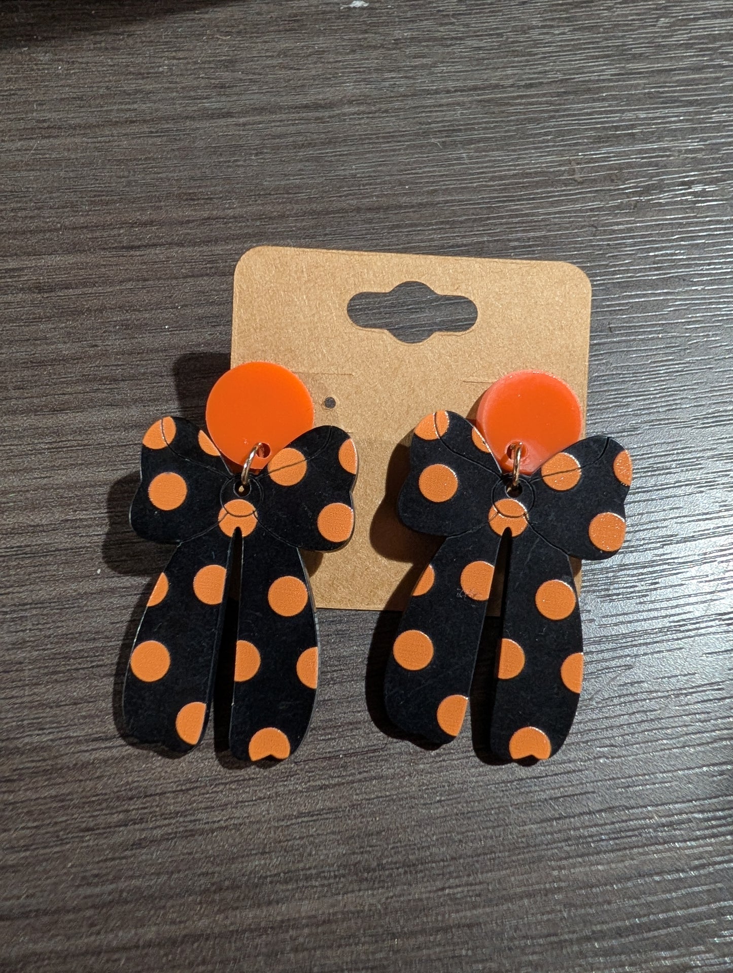 Blk/Org Bow Polka Dot