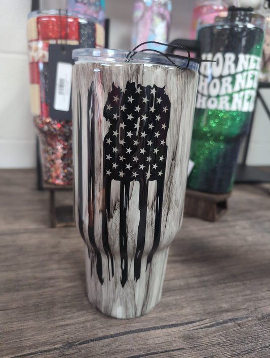 Woodgrain Grey Flag 24oz. Tumbler