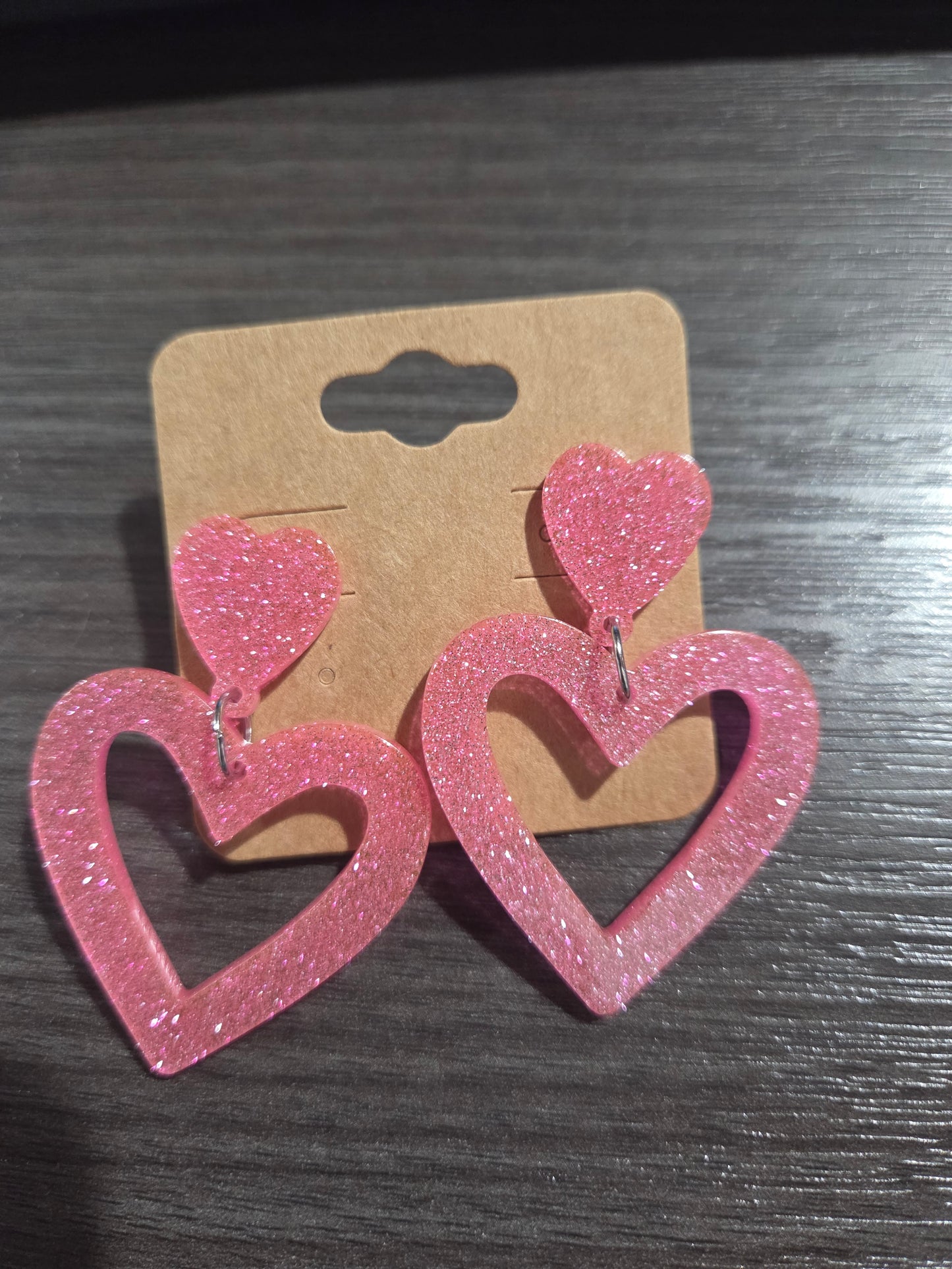 Pink Glitter Heart Dangle