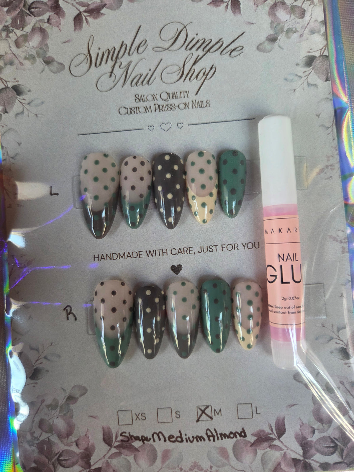 M Med Almond Polka Dots