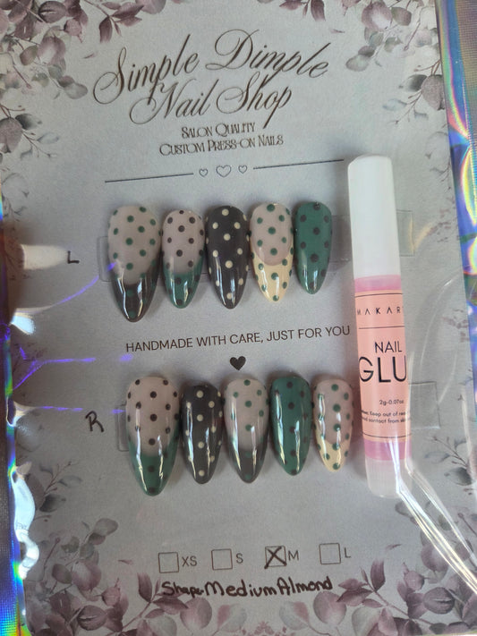 M Med Almond Polka Dots