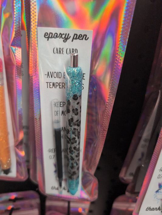 Leopard Foil LT Blue Gel Pen