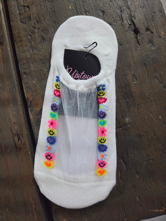White w/ Smiley Socks