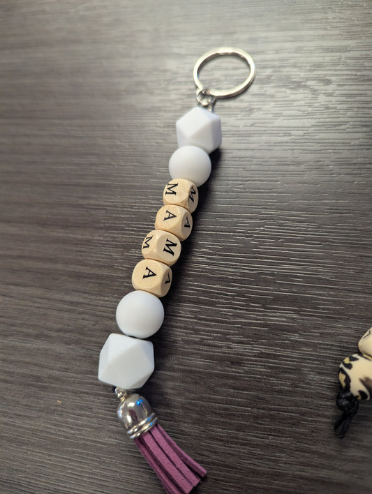 Mama White Keychain