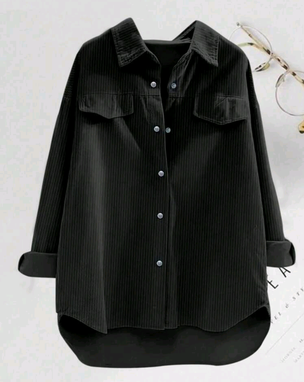 Corduroy Button Up - Black