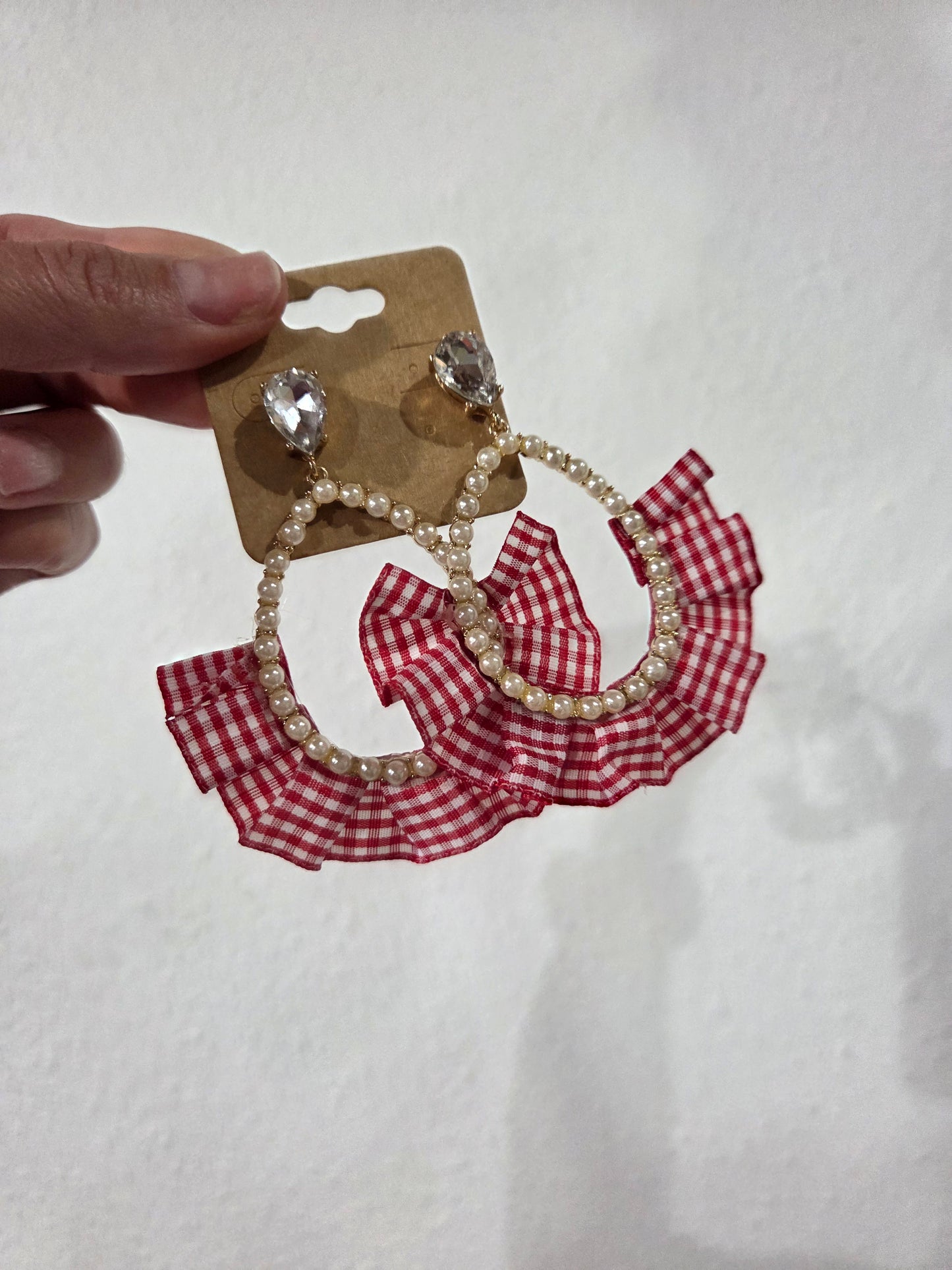Plaid/Pearl Hoop
