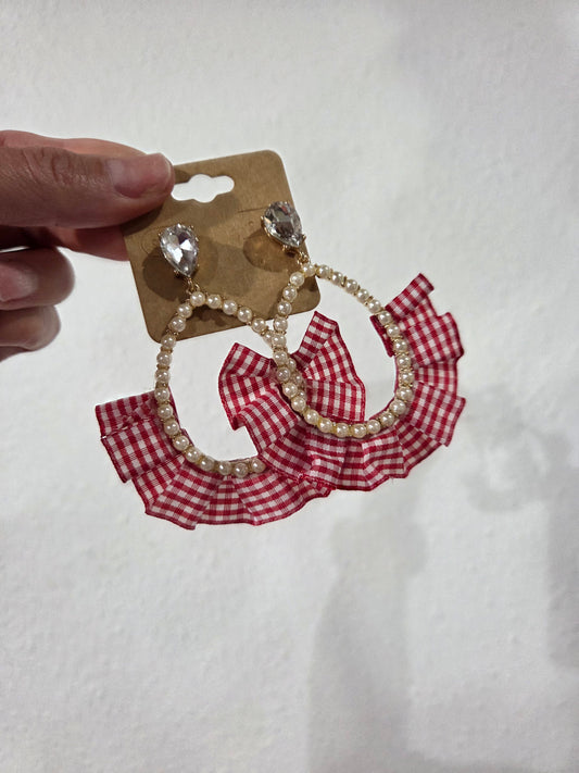 Plaid/Pearl Hoop