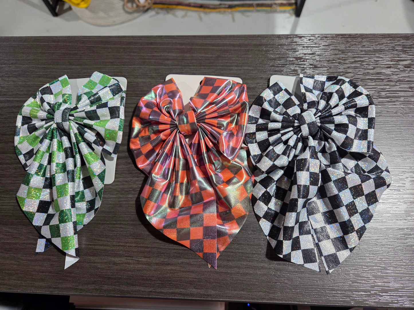 Metallic Checkered Bow