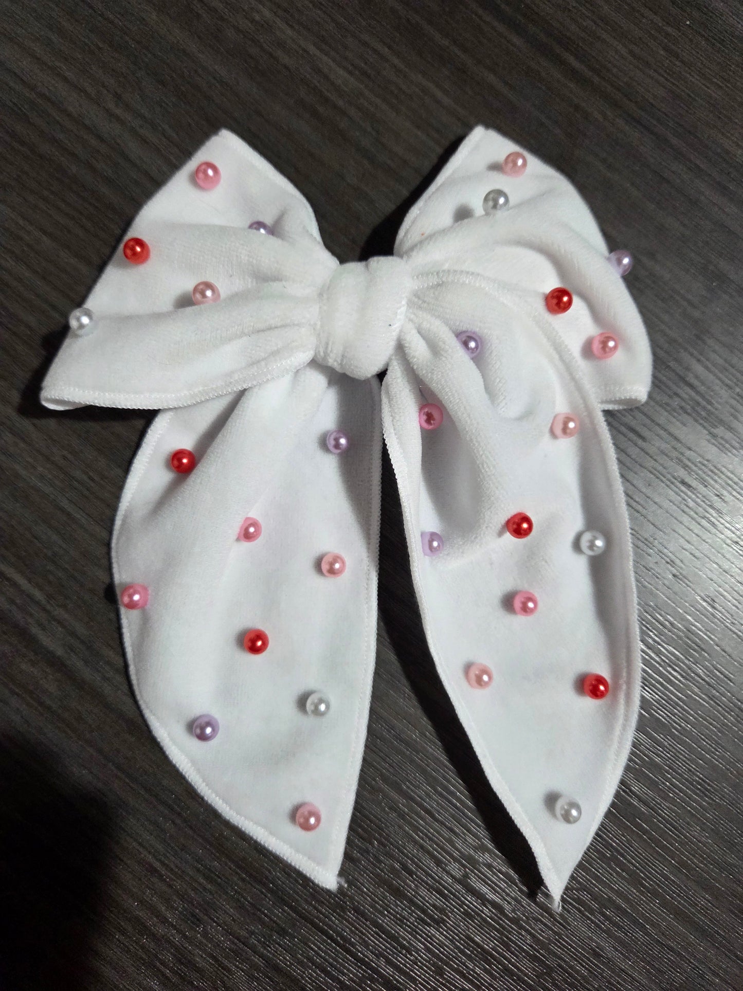 Multicolor Pearl Hair Bow