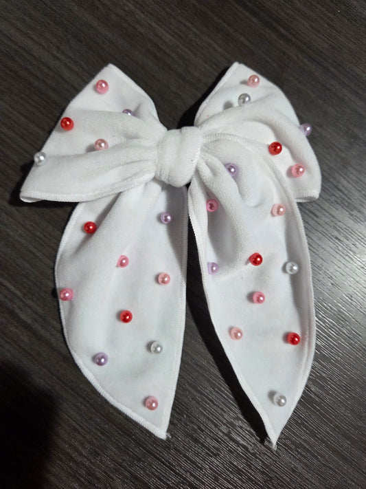 Multicolor Pearl Hair Bow