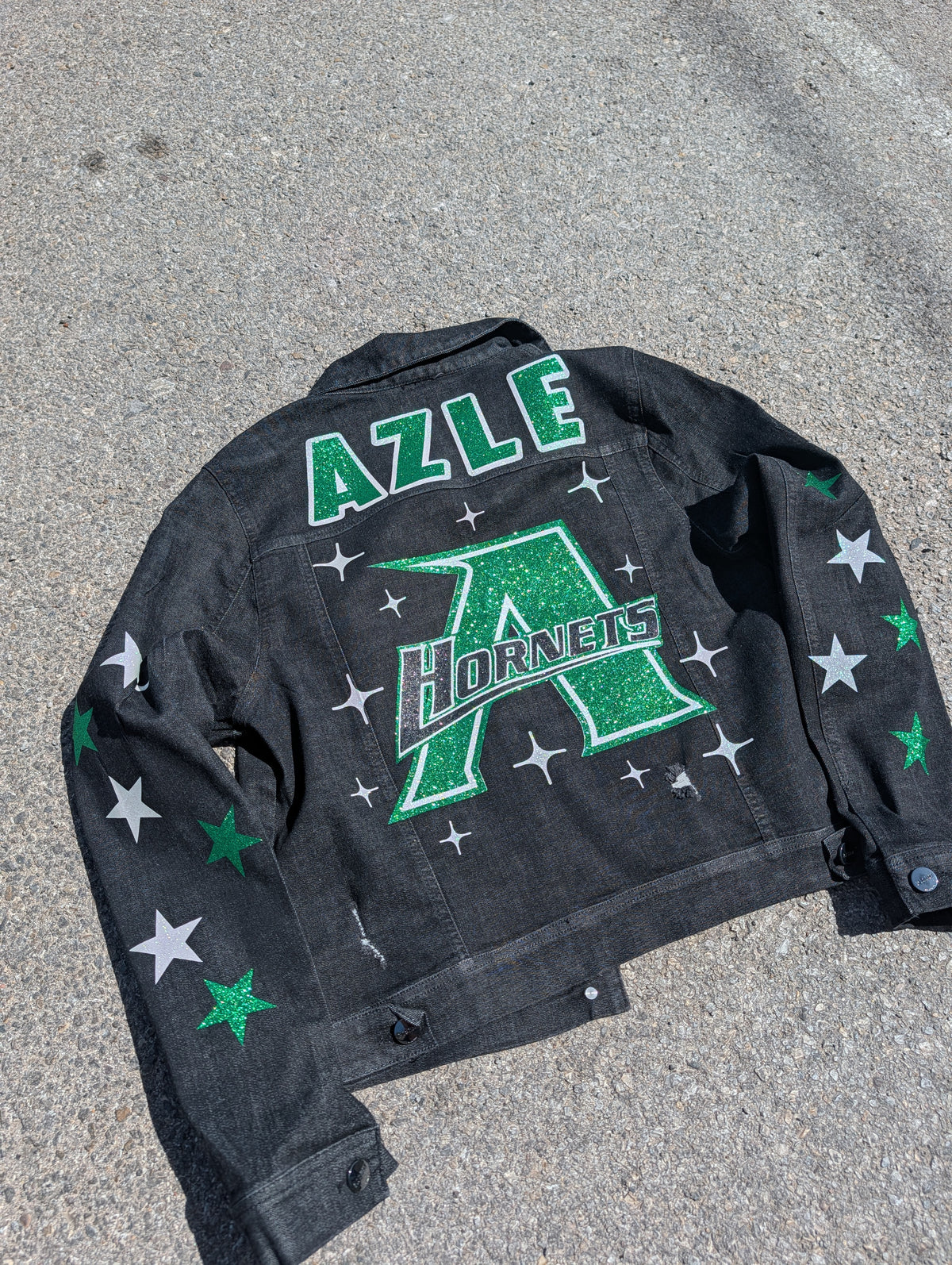 Azle Black Glitter Jean Jacket