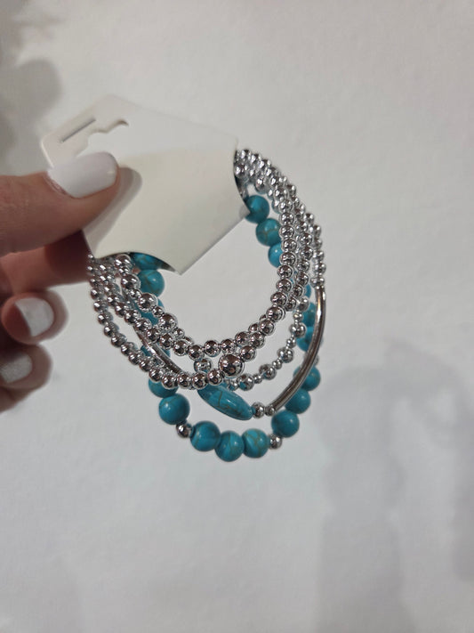 Turq/Silver Bracelet set