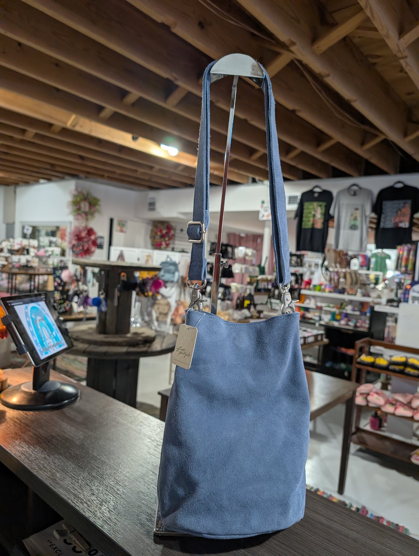 Free People Suede Crossbody - Coastal Navy