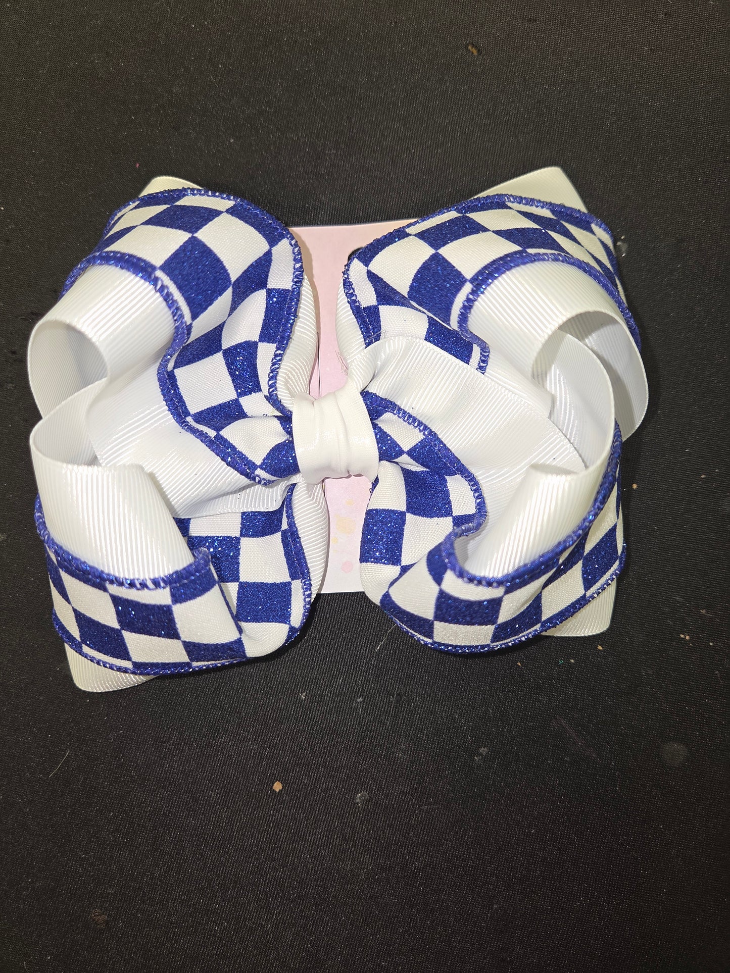Blue/White Checkered Bow