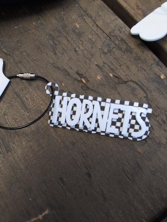 Checkered Hornets Keychain