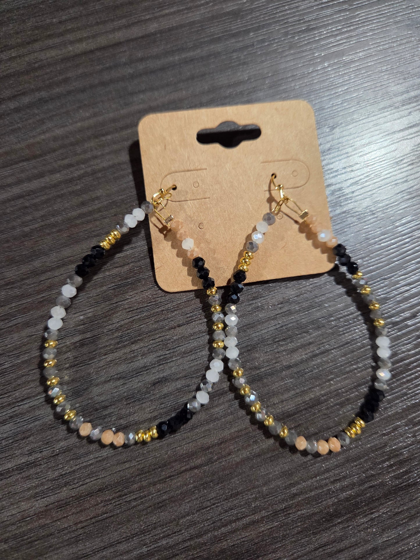 Blk/Gold Lg Bead Hoops
