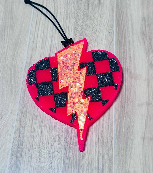 Checkered Bolt Heart - New Car