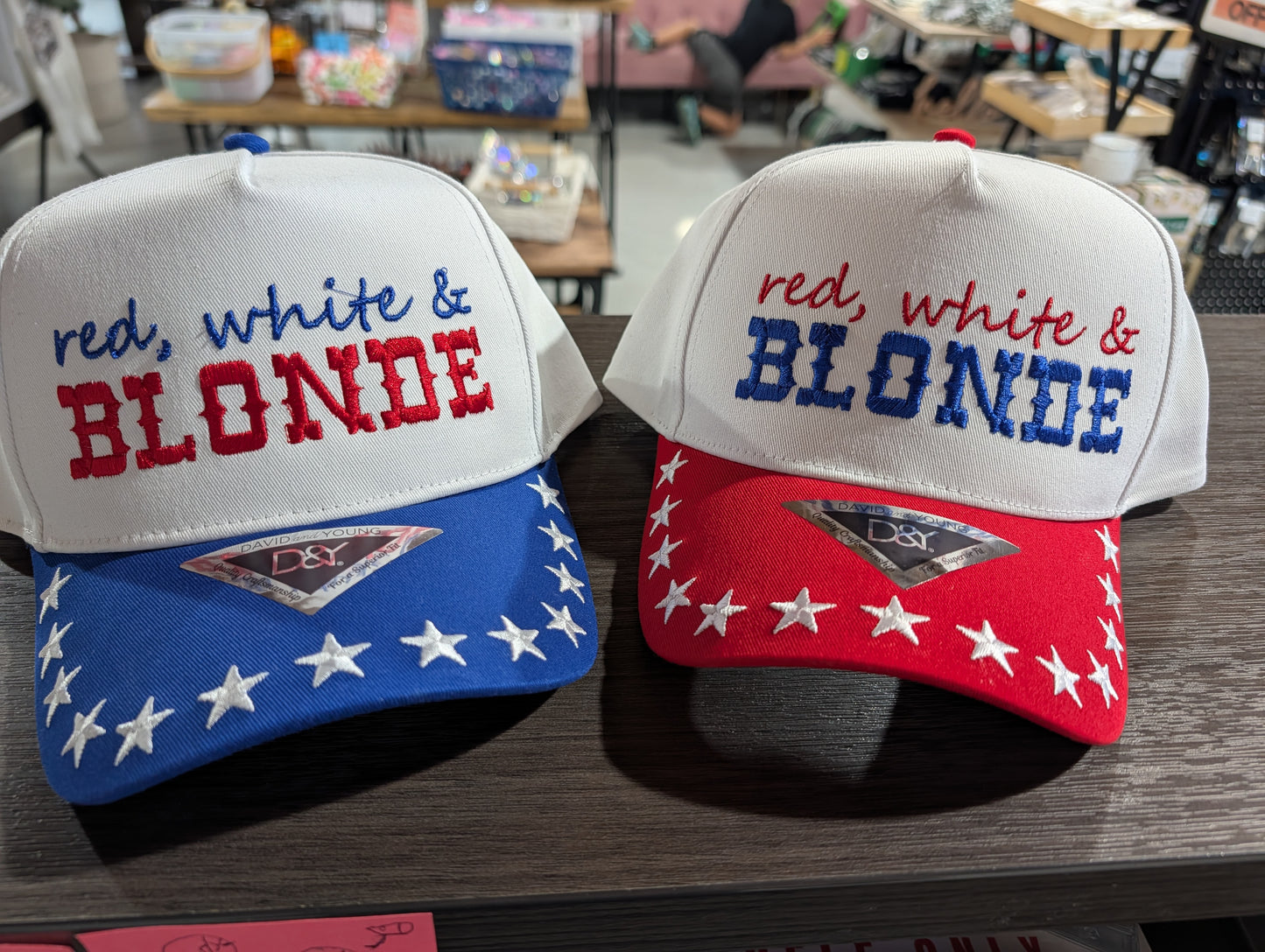 Red, White & Blonde Hat