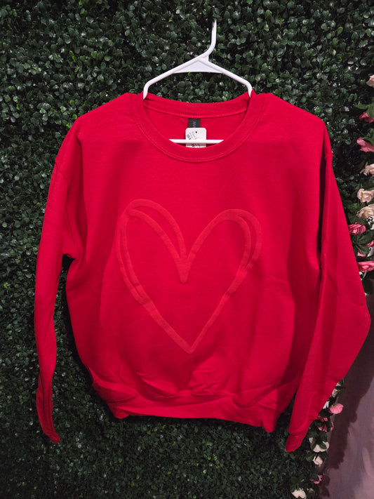 Red Puff Heart Sweatshirt