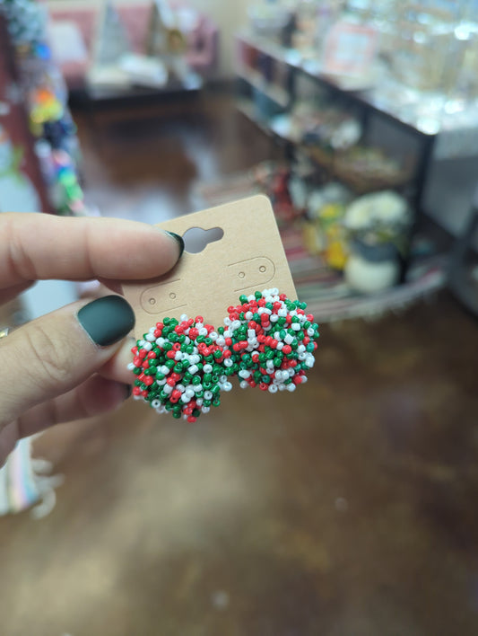 Christmas Bead Ball Earrings