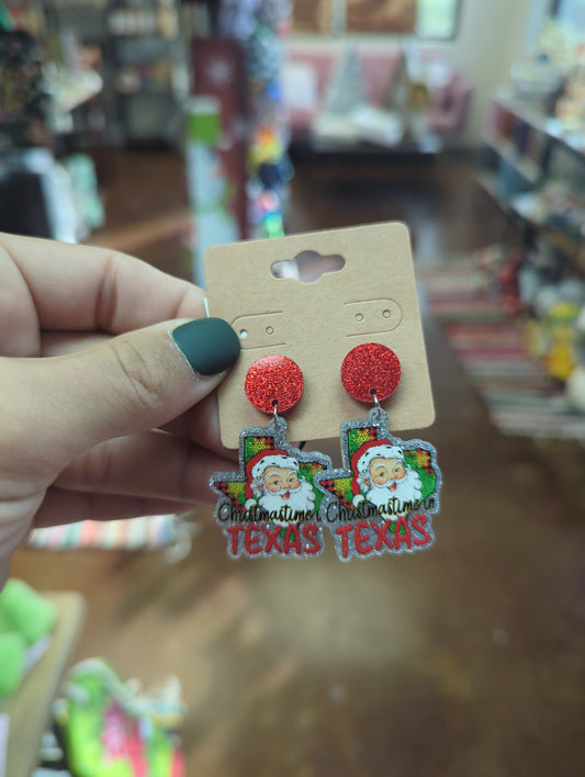 Texas Santa Earrings