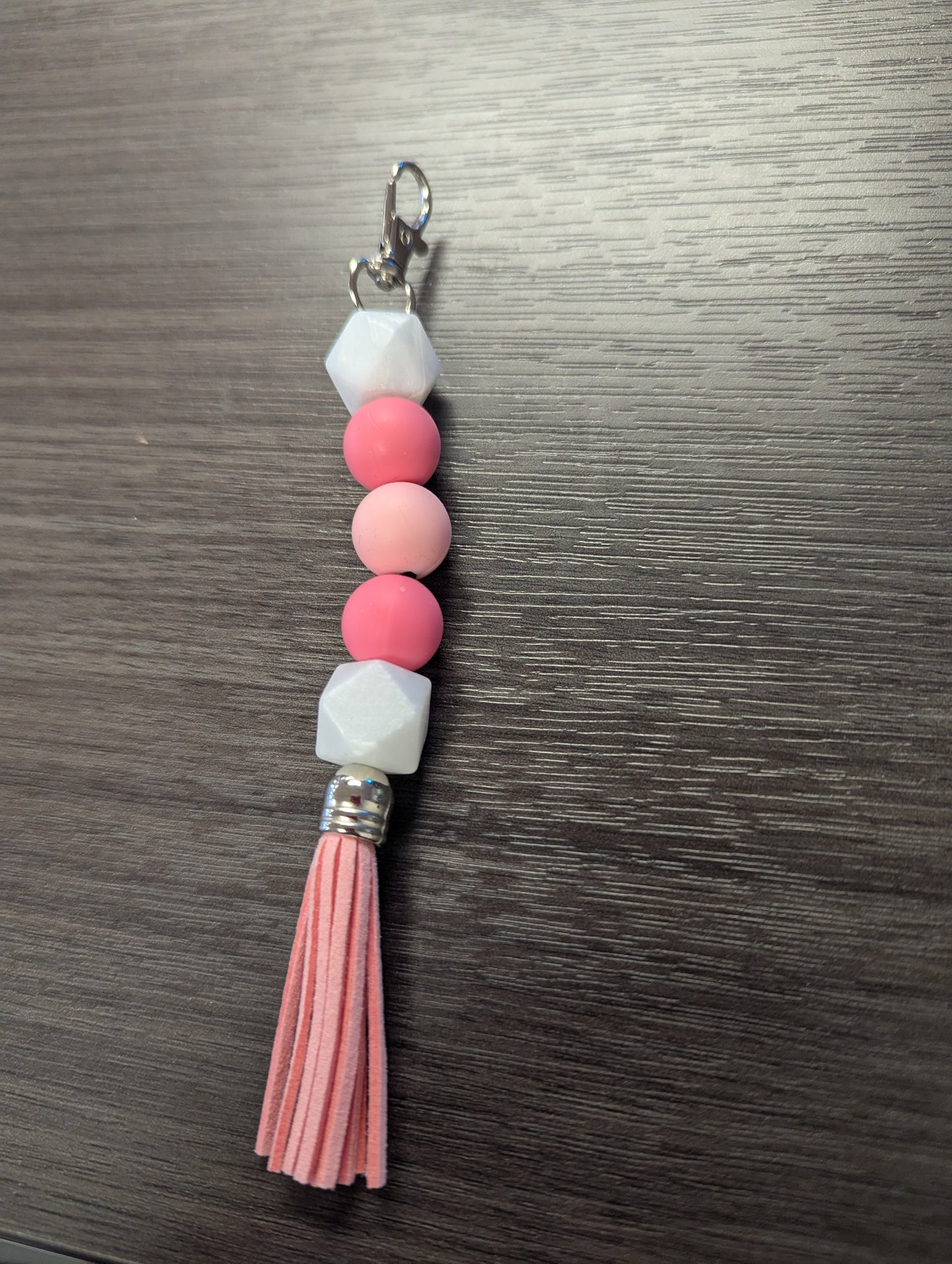 Pink Bead Keychain