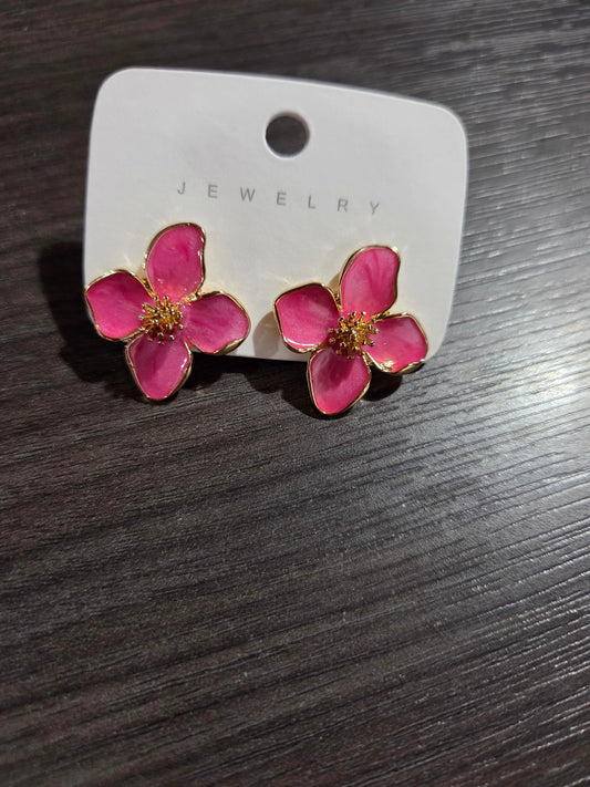 Pink Flower Stud