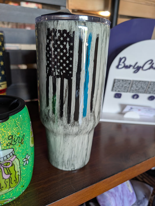 32oz Grey WoodGrain w/Flag