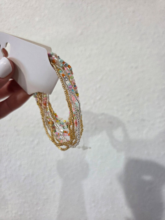 Pastel/Gold Bead Bracelet Set