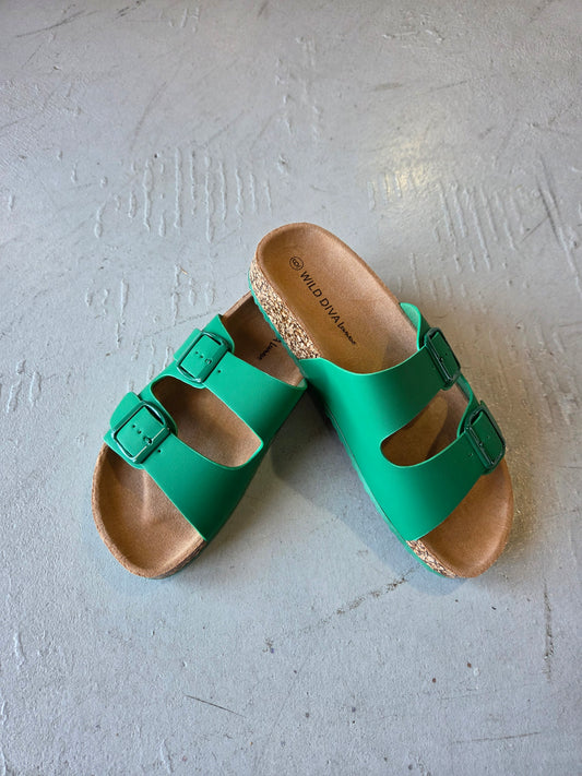 Double Buckle Sandal - Green