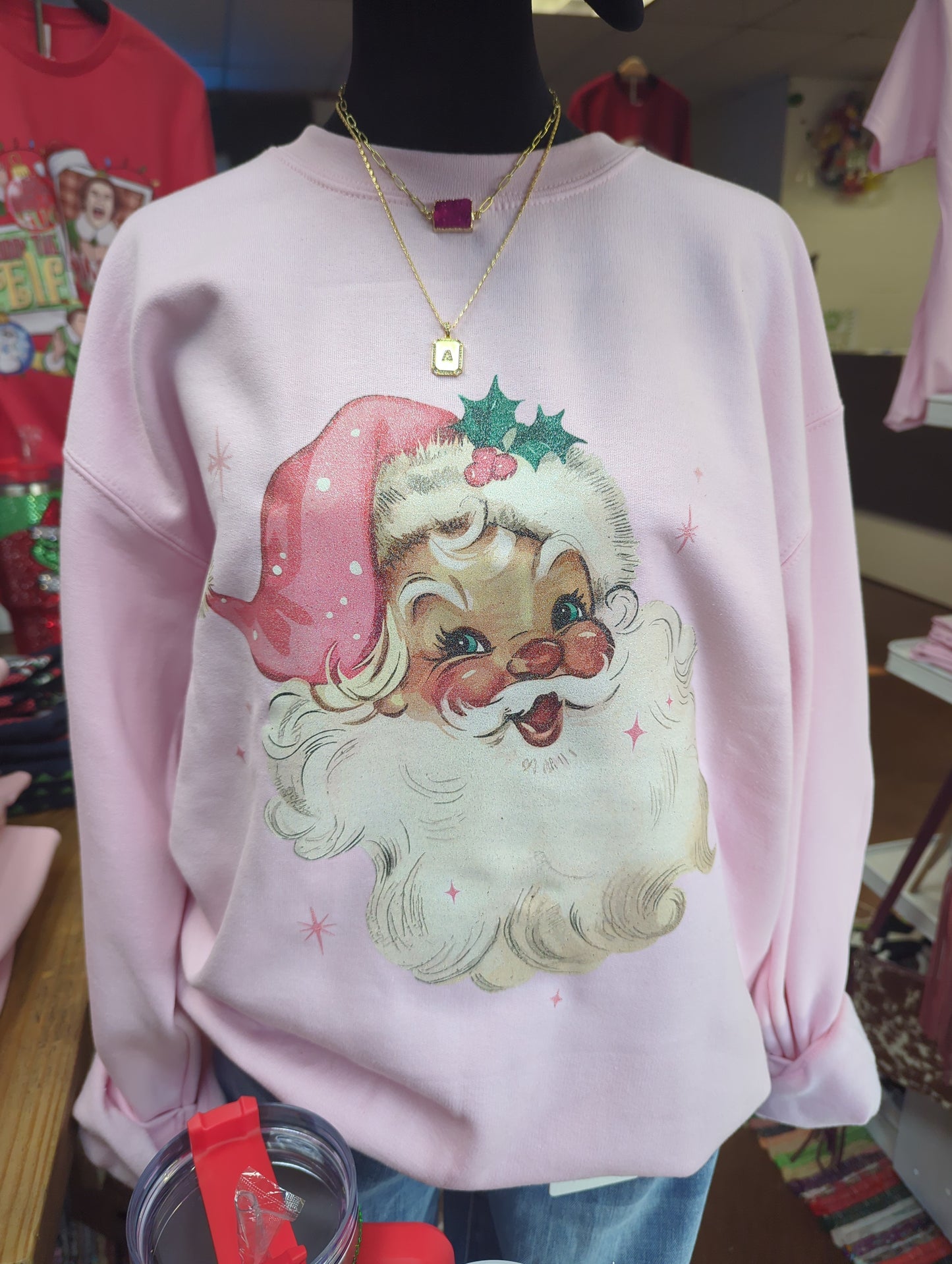 Pink Glitter Santa