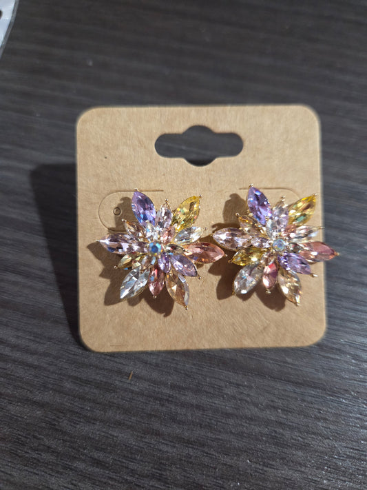 Multi Crystal Gemstone Stud