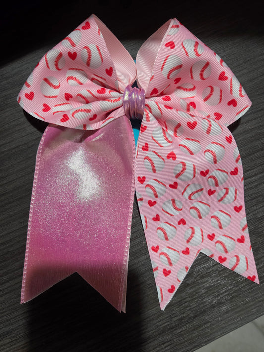 Pink Baseball Bow