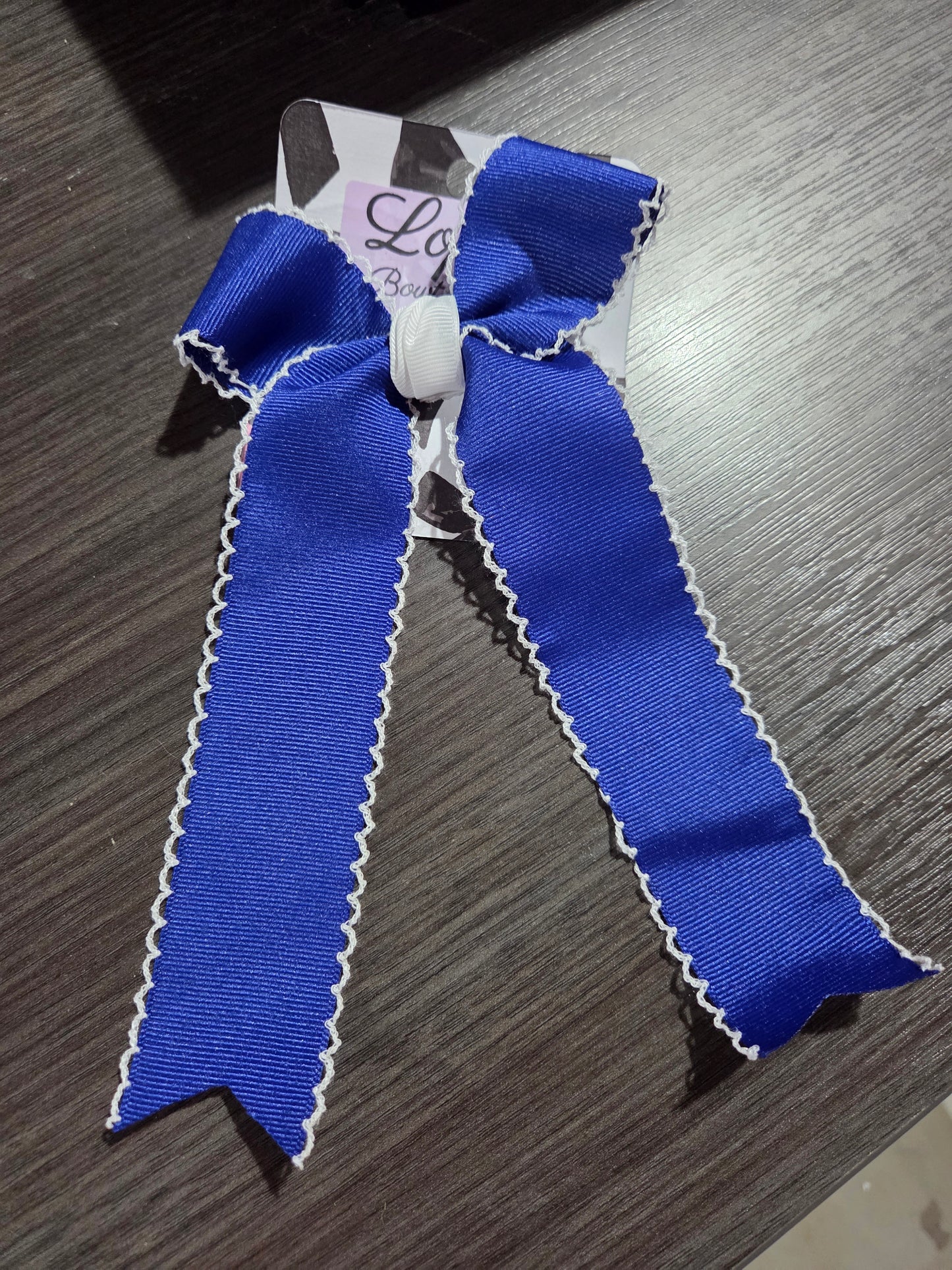 Blue/White Long Stitch Bow