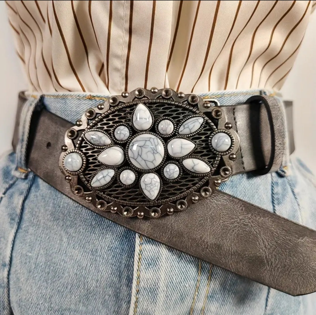 Faux White Turq Belt