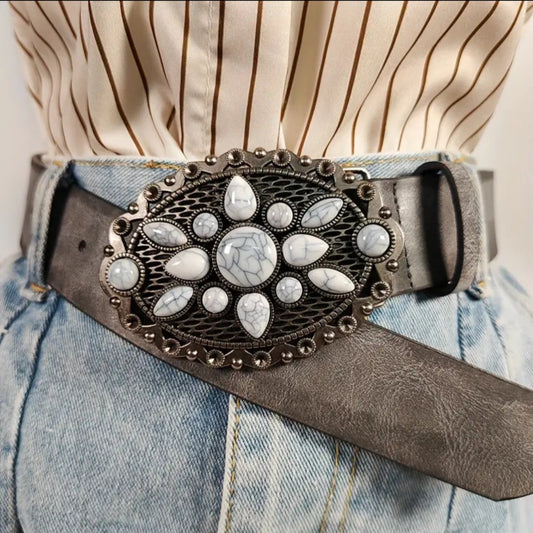 Faux White Turq Belt