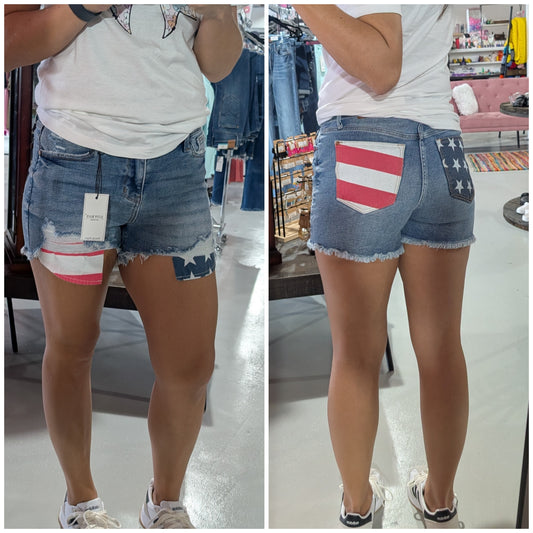 Red White Blue Judy Blue Shorts