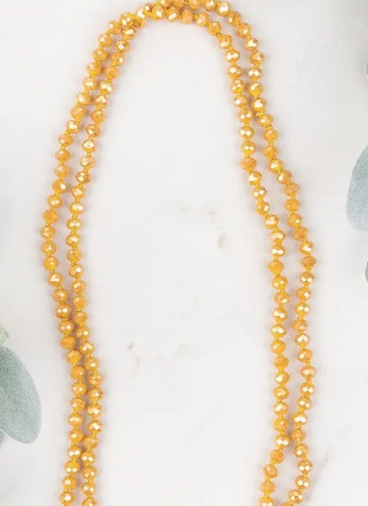 60" Wrap Bead Necklace-Mustard