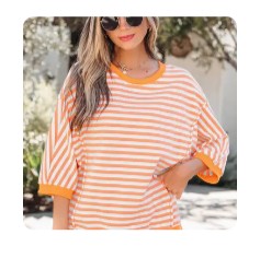 Orange Stripe 3/4 Sleeve