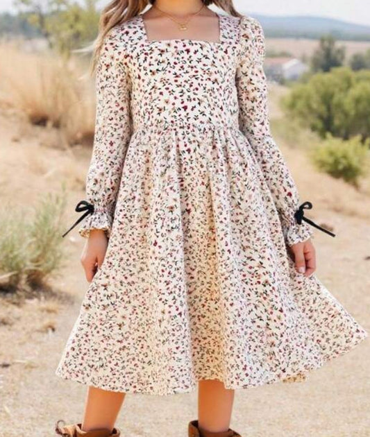 Girls Fall Dress Bow