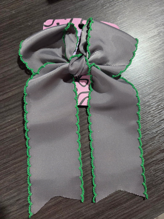 Grn/Grey Long Stitch Bow