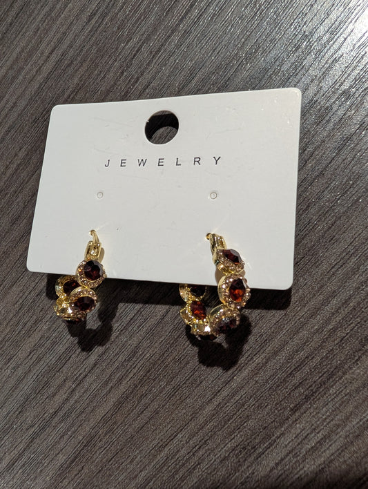 Brown Diamond Hoops