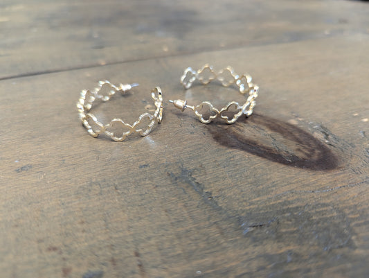 Gold Hollow Flower Hoops