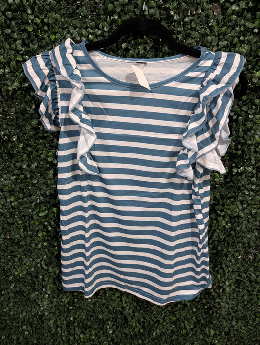 Stripe Ruffle Sleeve Top