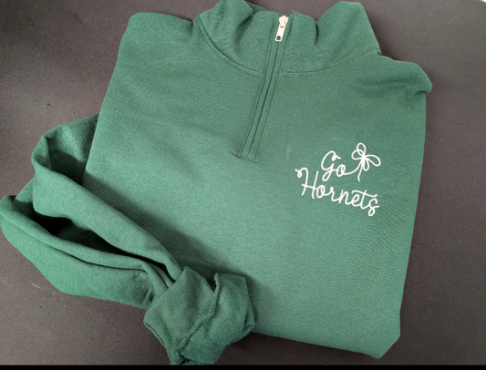 Go Hornets Bow Quarter EMB