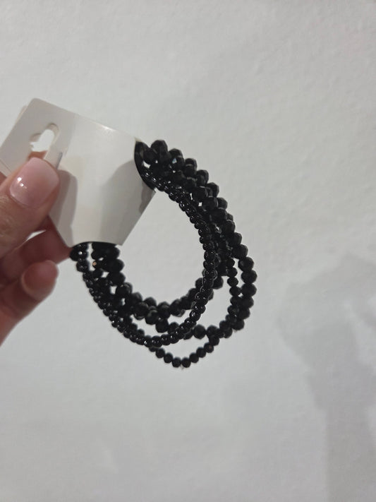 Black Beaded Bracelet Set