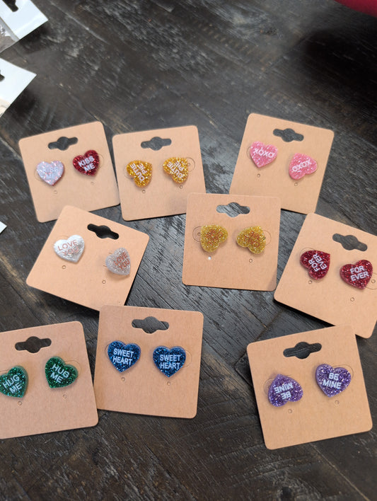 Candy Heart Stud - Glitter