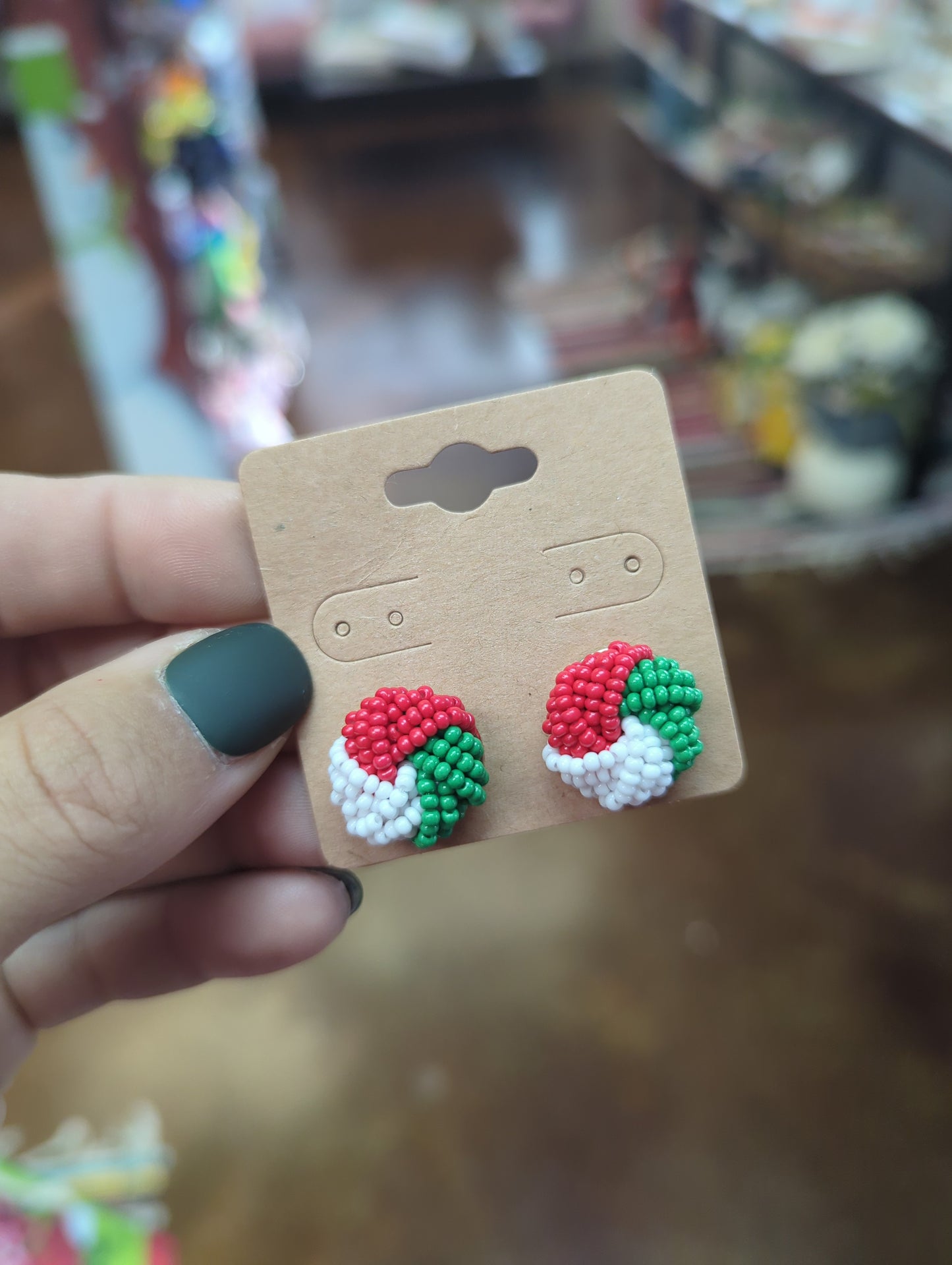 R/W/G Bead Earrings