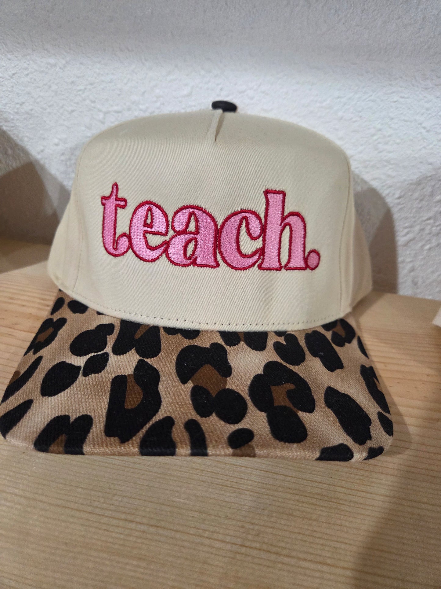 Leopard/Pink Teach Hat